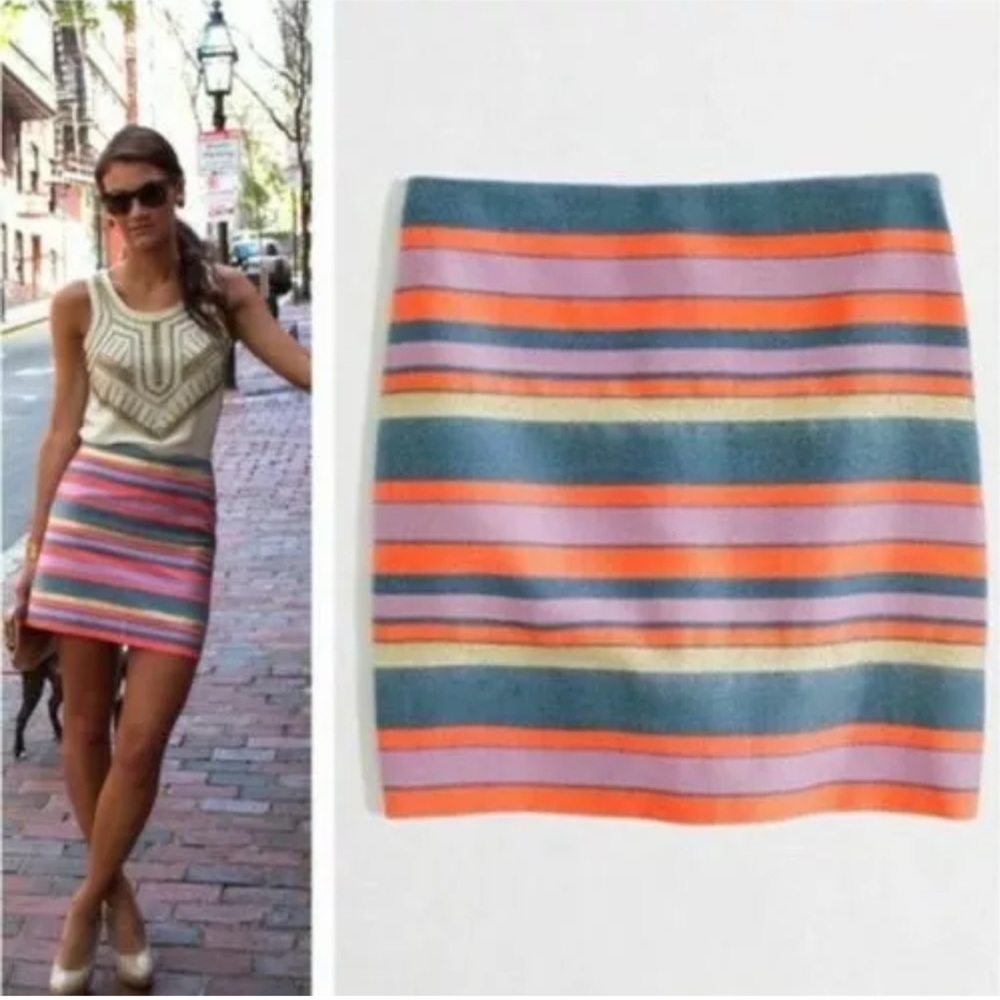J. Crew striped metallic mini skirt